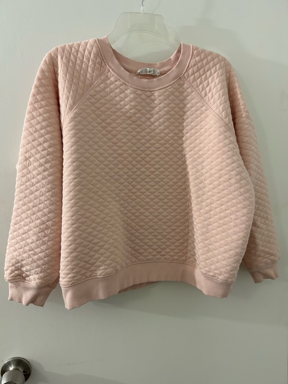 Workshop Republic Clothing Quilted Crewneck Sweater - Pale Pink